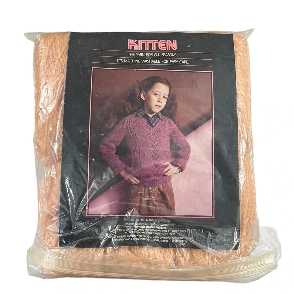 Vintage!  Kitten The Yarn For All Seasons Peach To Make Kids‎ and Adults Sweater